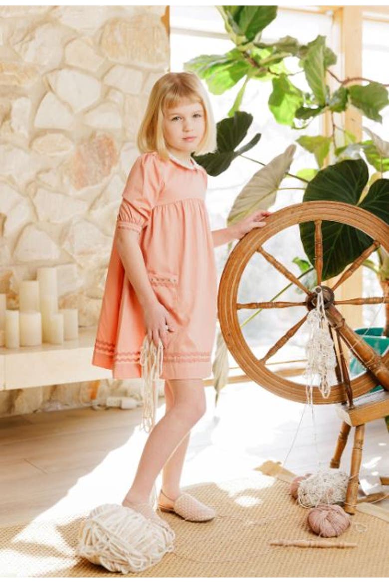 Looms Wave Collection - Tulip Collar 3/4 Dress for Little Kids, Alternate, color, Rose