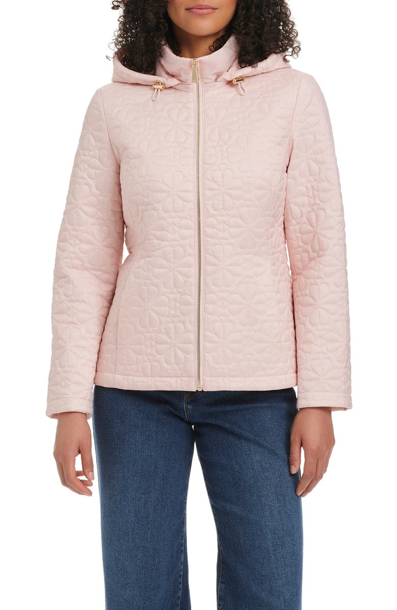 Kate Spade New York short spade flower quilted jacket, Alternate, color, Blush Pink
