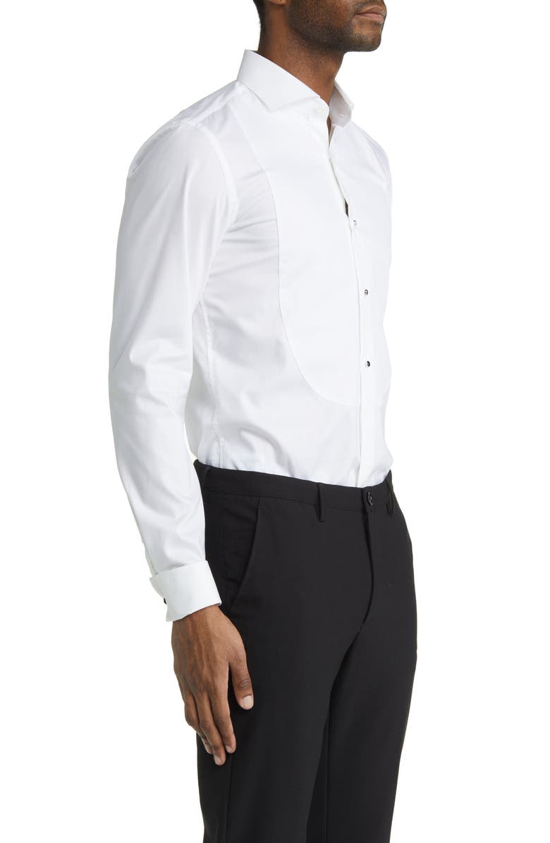 BOSS Hank Slim Fit Easy Iron Bibbed Tuxedo Shirt, Alternate, color, White