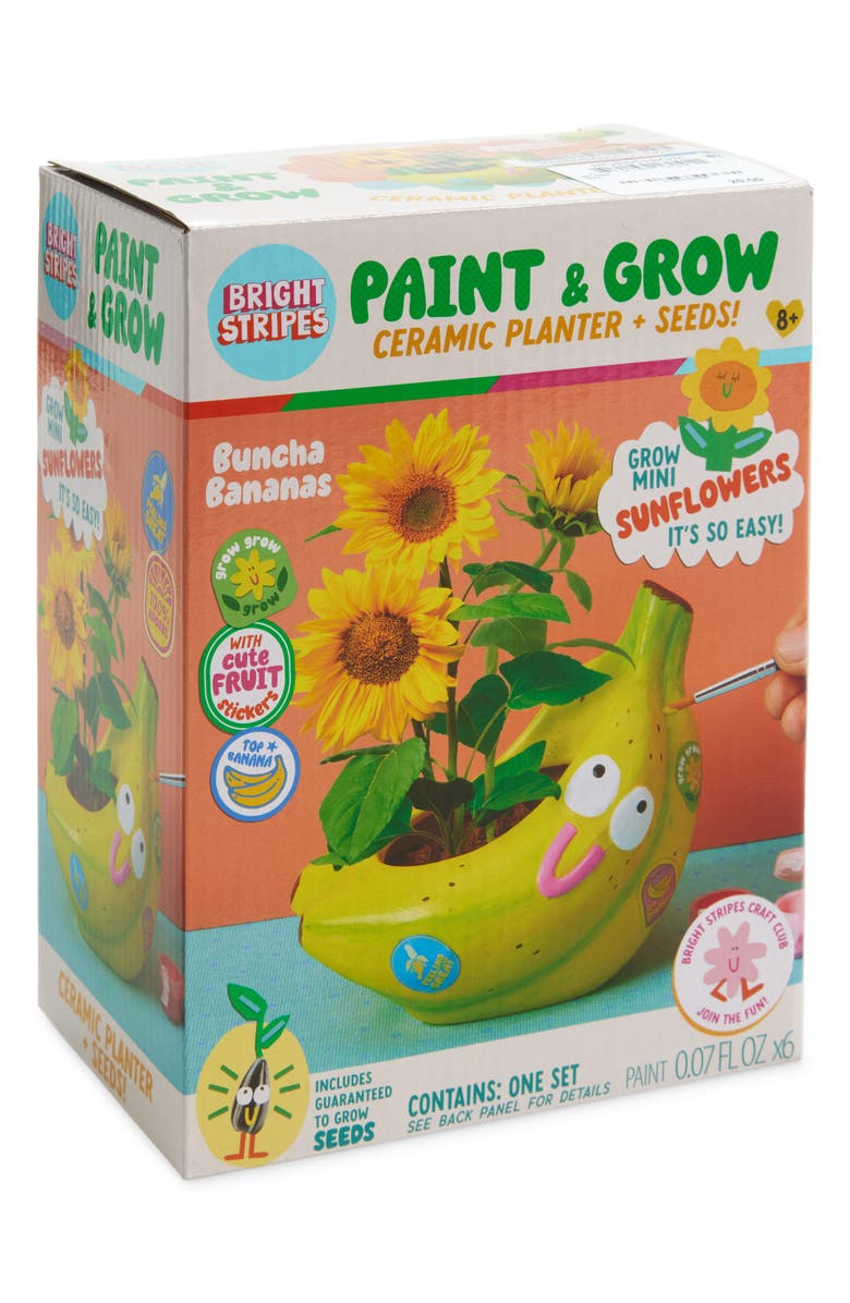 BRIGHT STRIPES Paint & Grow Banana Ceramic Planter & Seeds Set, Alternate, color,