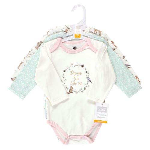 Hudson Baby Essential All-cotton Long-sleeve Bodysuit Triple Pack In Blue