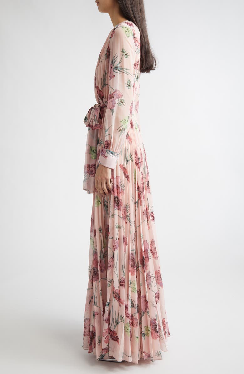 Erdem Floral Long Sleeve Pleatable Voile Gown, Alternate, color, Belle Epoque Poppy Blossom