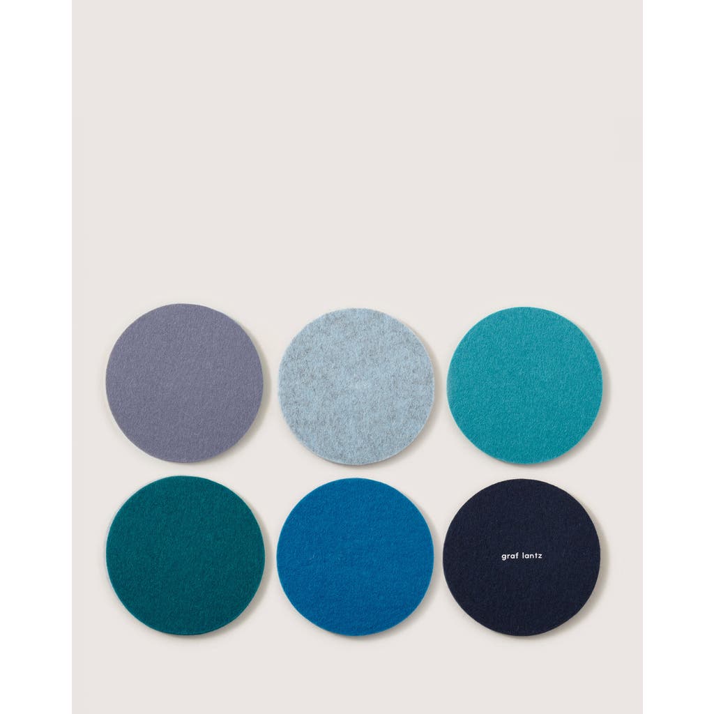 Graf & Lantz Graf Lantz Bierfilzl Merino Wool Round Coaster Multi 6 Pack In Ocean