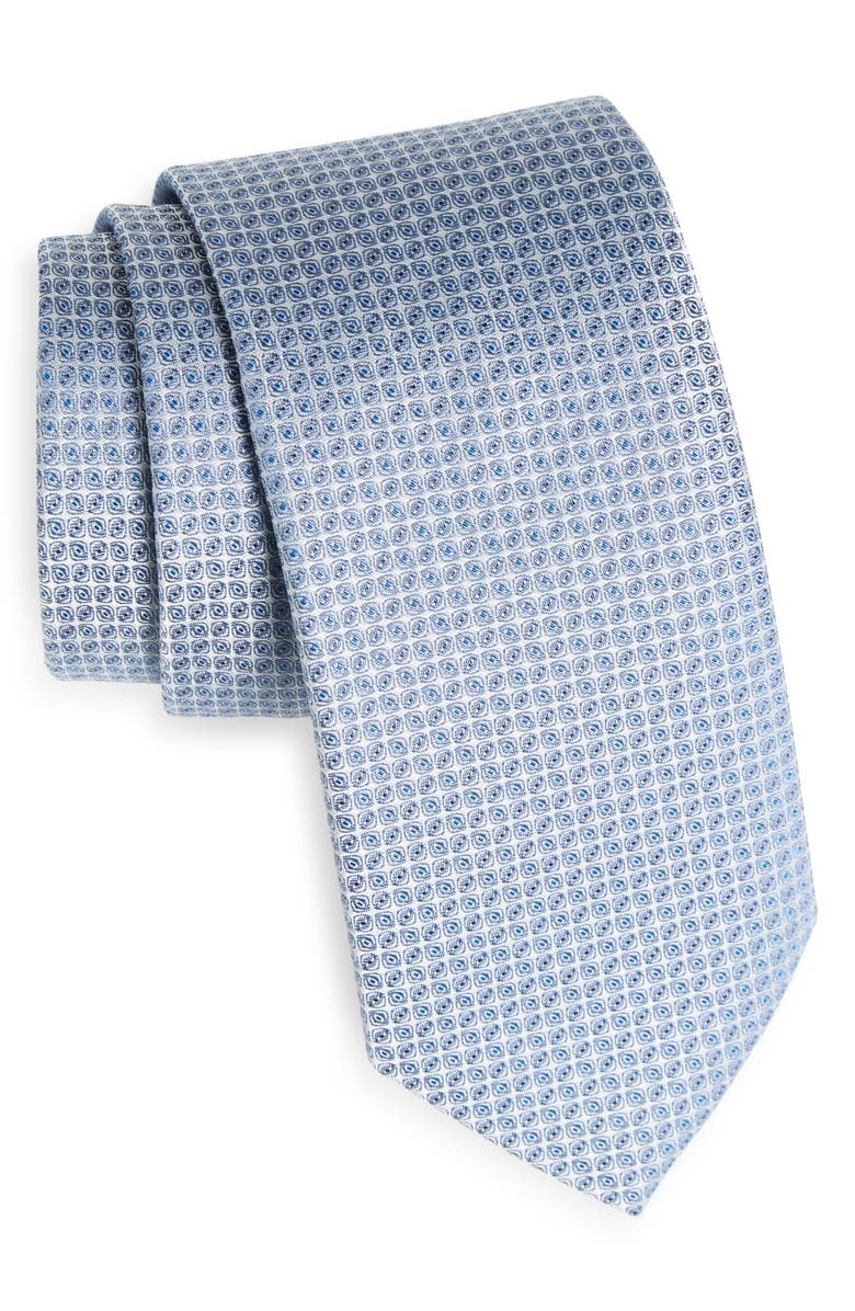 BOSS Micropattern Silk Blend Tie, Main, color, Light/ Pastel Blue