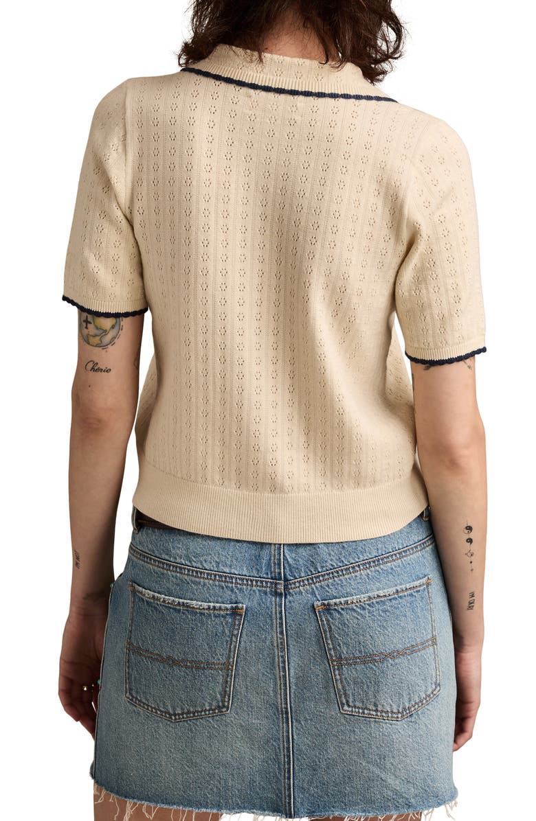 Lucky Brand Pointelle Trim Cardigan, Alternate, color, Turtledove