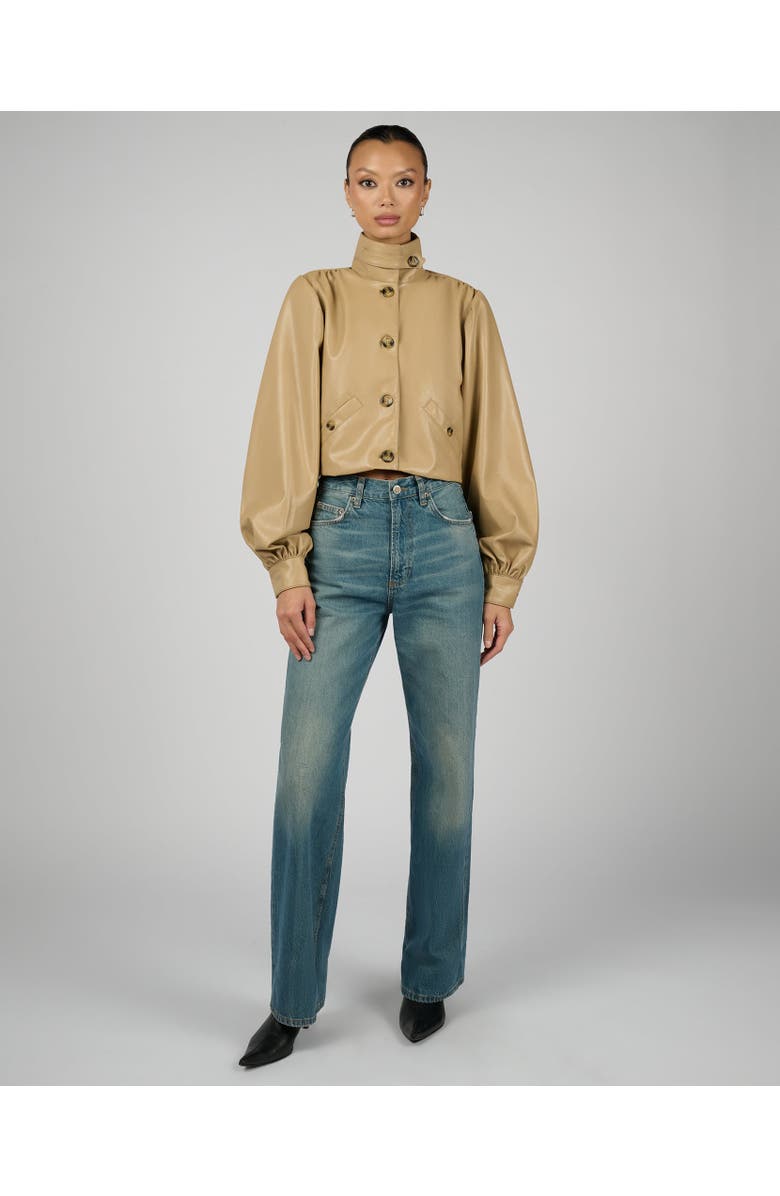 WeWoreWhat Balloon Sleeve Stand Collar Jacket, Alternate, color, Taupe