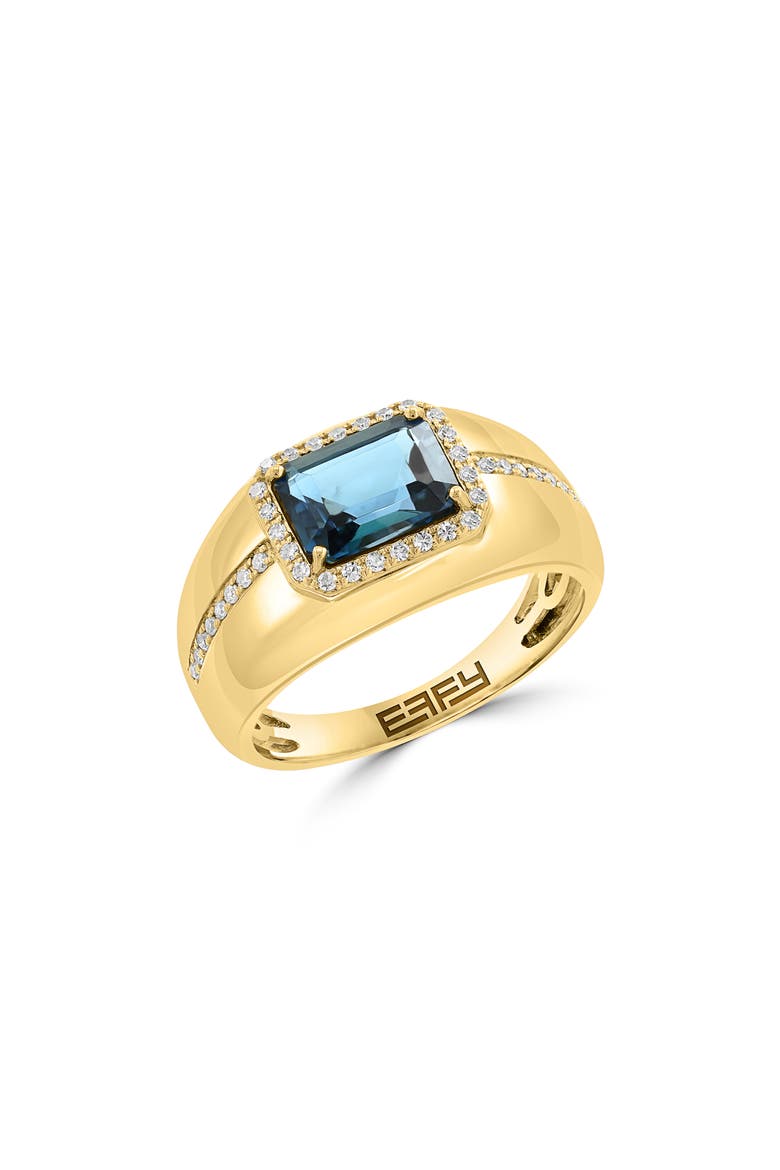London Blue Topaz & Diamond Ring - 0.16ct., Main, color, BLUE