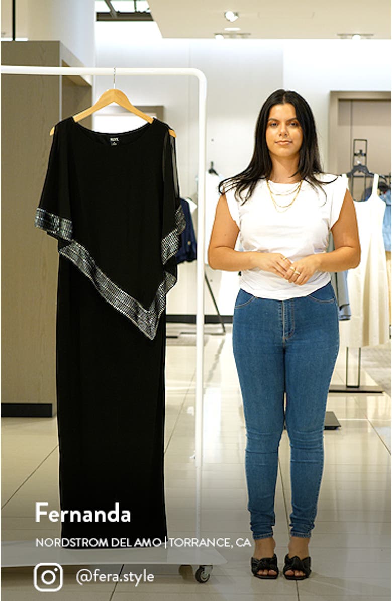 Foil Trim Asymmetric Popover Capelet Gown, sales video thumbnail