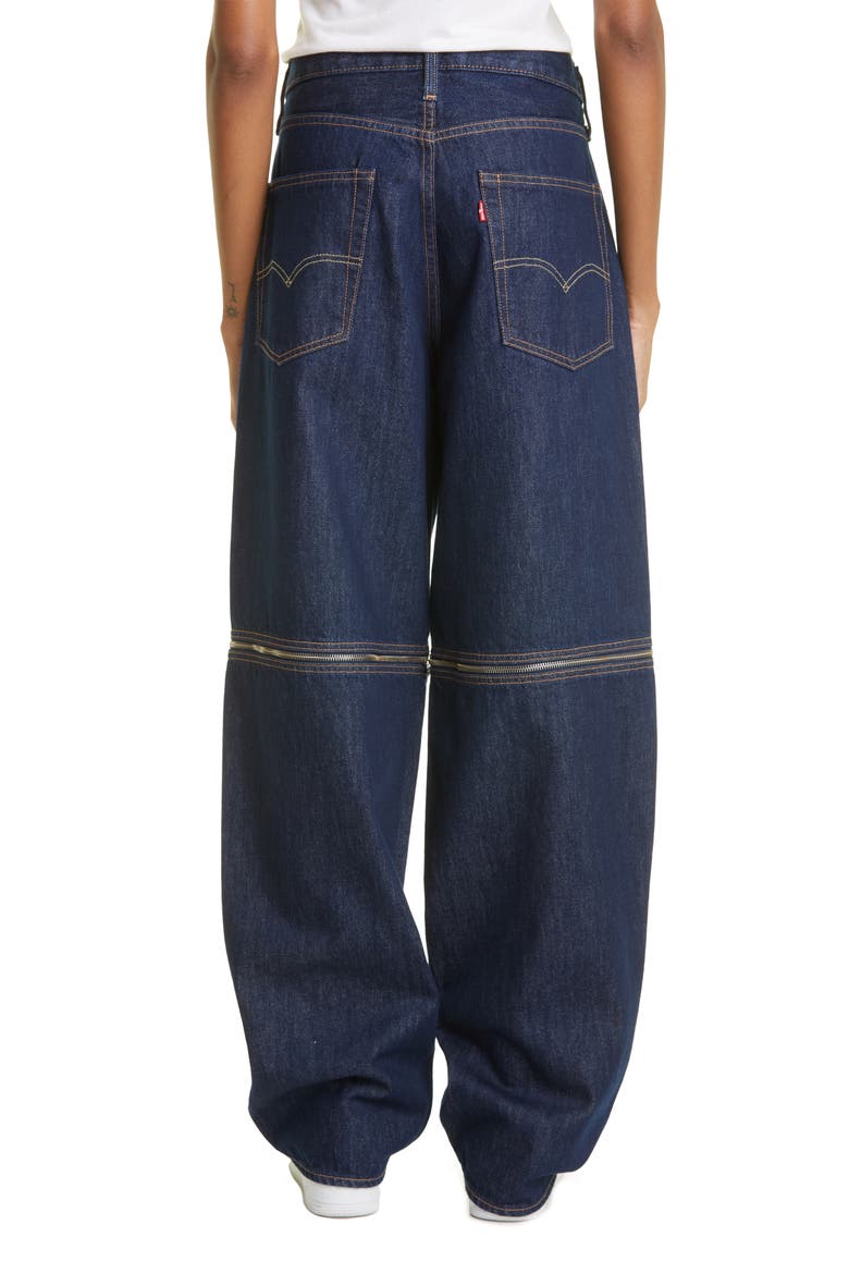 Unisex Baggy Convertible Straight Leg Jeans, Alternate, color, INDIGO