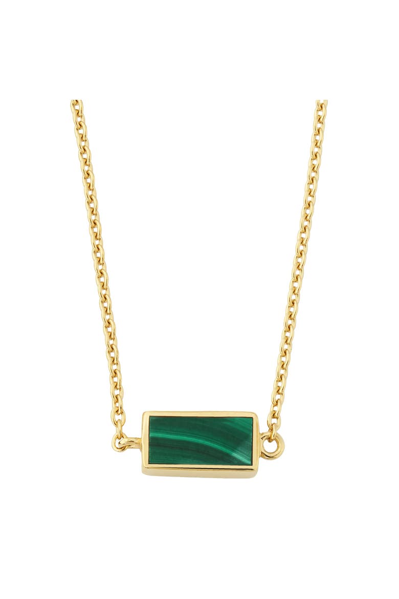 Single Station Rectangle Dash Necklace In Sterling 18K Gold Overlay, Main, color, GREEN