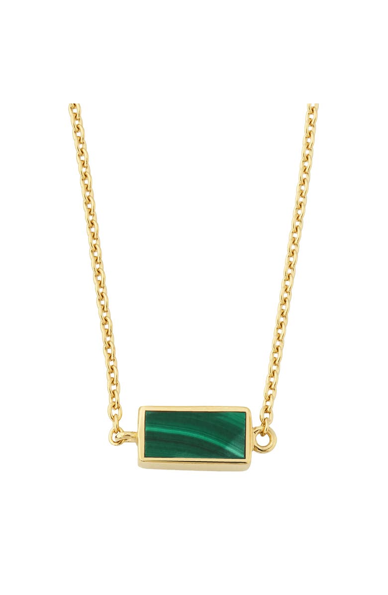 Jan Leslie Single Station Rectangle Dash Necklace In Sterling 18K Gold Overlay, Main, color, Green
