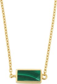 Jan Leslie Single Station Rectangle Dash Necklace In Sterling 18K Gold Overlay
