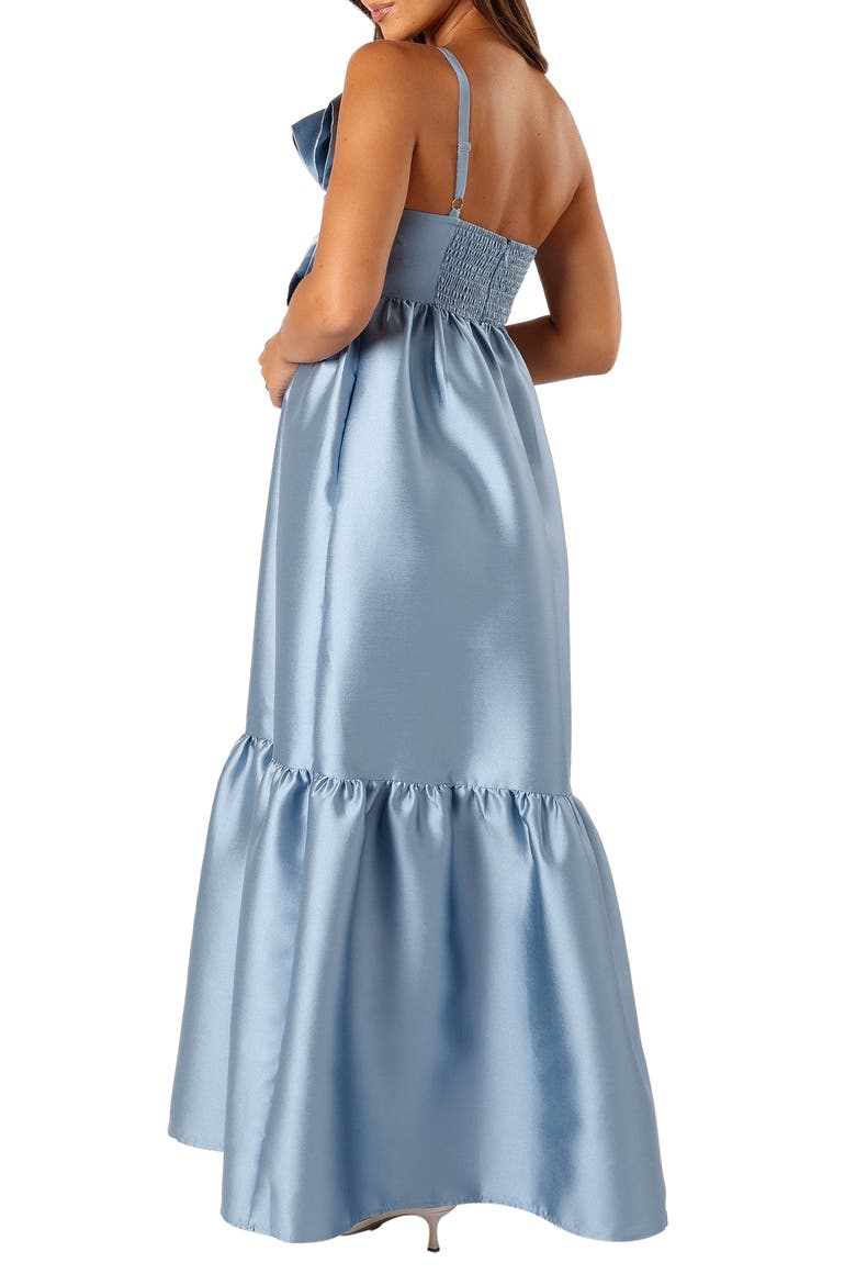 Betina Bow One-Shoulder Gown, Alternate, color, BLUE