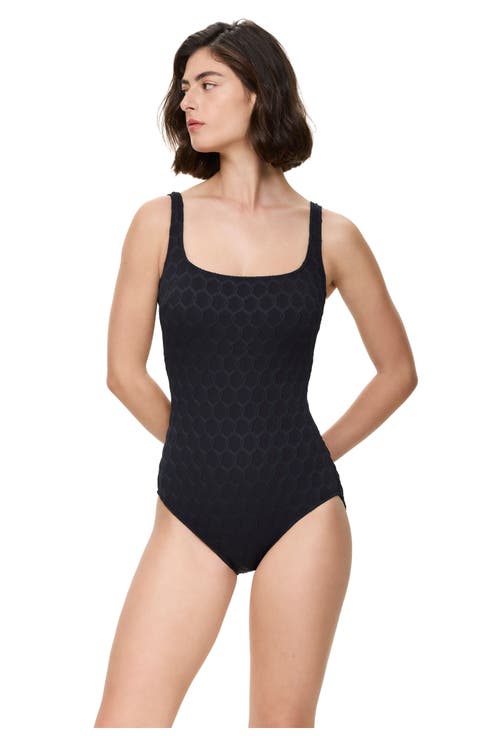 Chained Reaction Textured Square Neck One Piece