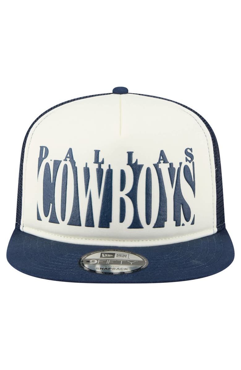 New Era Men's New Era Cream/Navy Dallas Cowboys Cutout A-Frame 9FIFTY Snapback Hat, Alternate, color, Cream