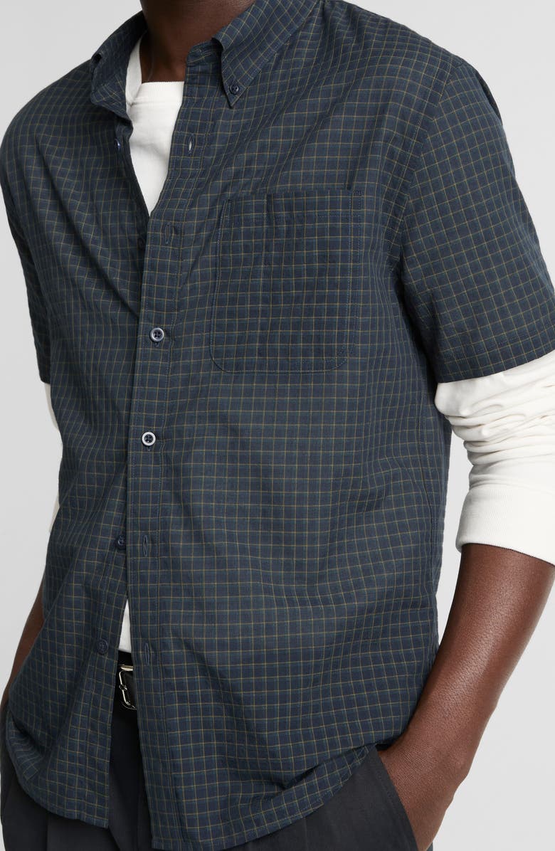 Vince Cortland Plaid Short Sleeve Button-Down Shirt, Alternate, color, Coastal Combo