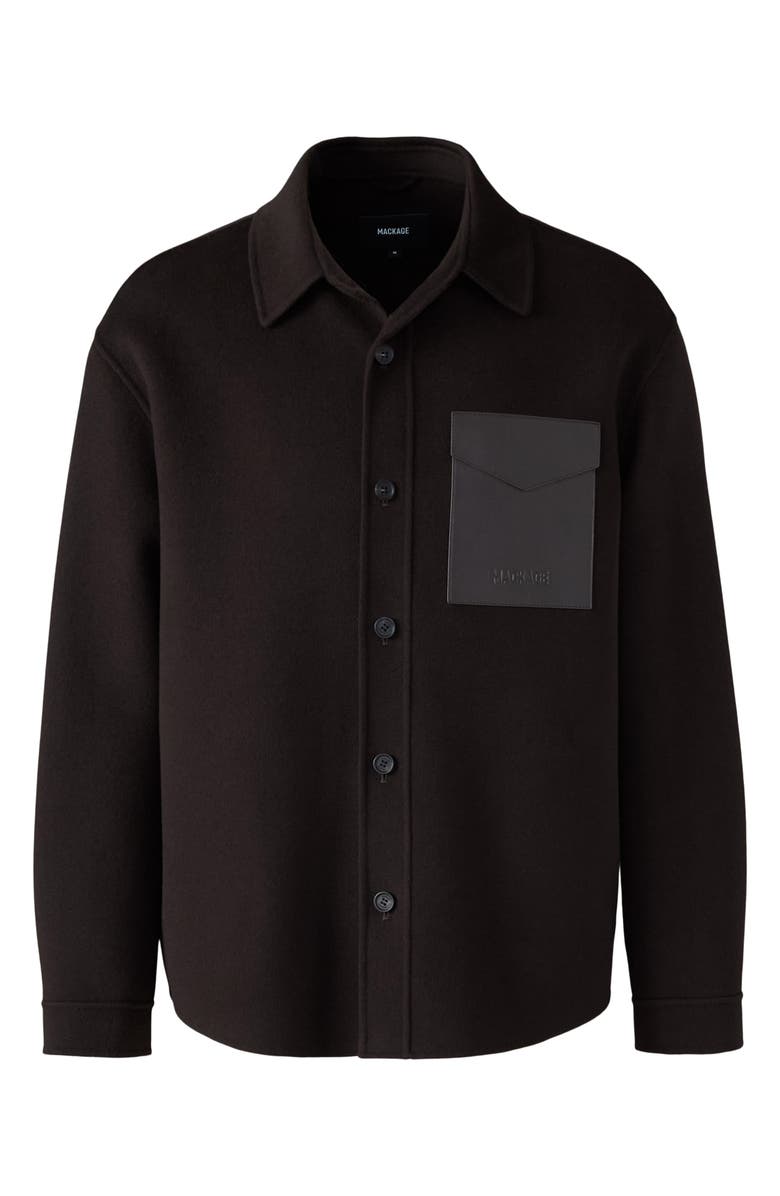 Mackage Emmanuel Double Face Wool Overshirt, Alternate, color, Coffee