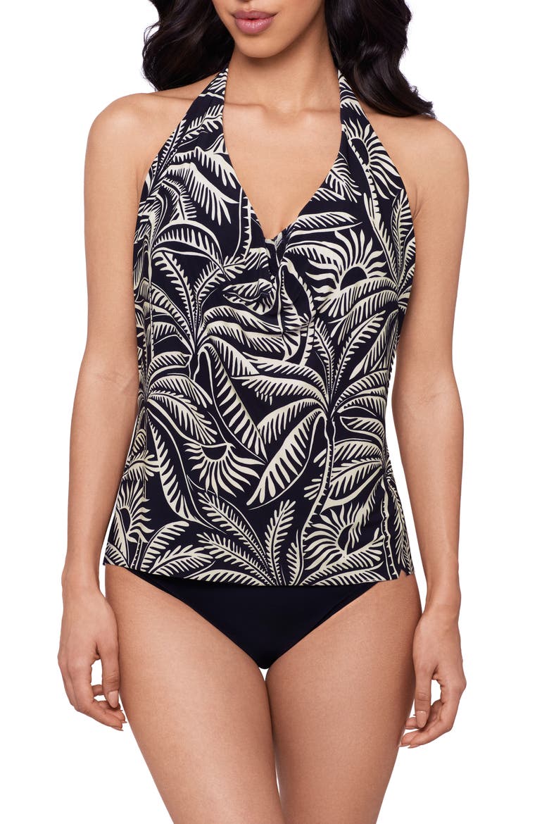 Hearts of Palm Sophie Shelf Bra Tankini Top, Main, color, BLACK/ MULTI