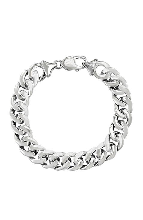 Polished Curb Chain Bracelet in Sterling Silver