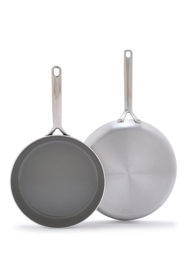 GP5 Set of 2 Stainless Steel Nonstick Frying Pans, Main, color, STAINLESS STEEL