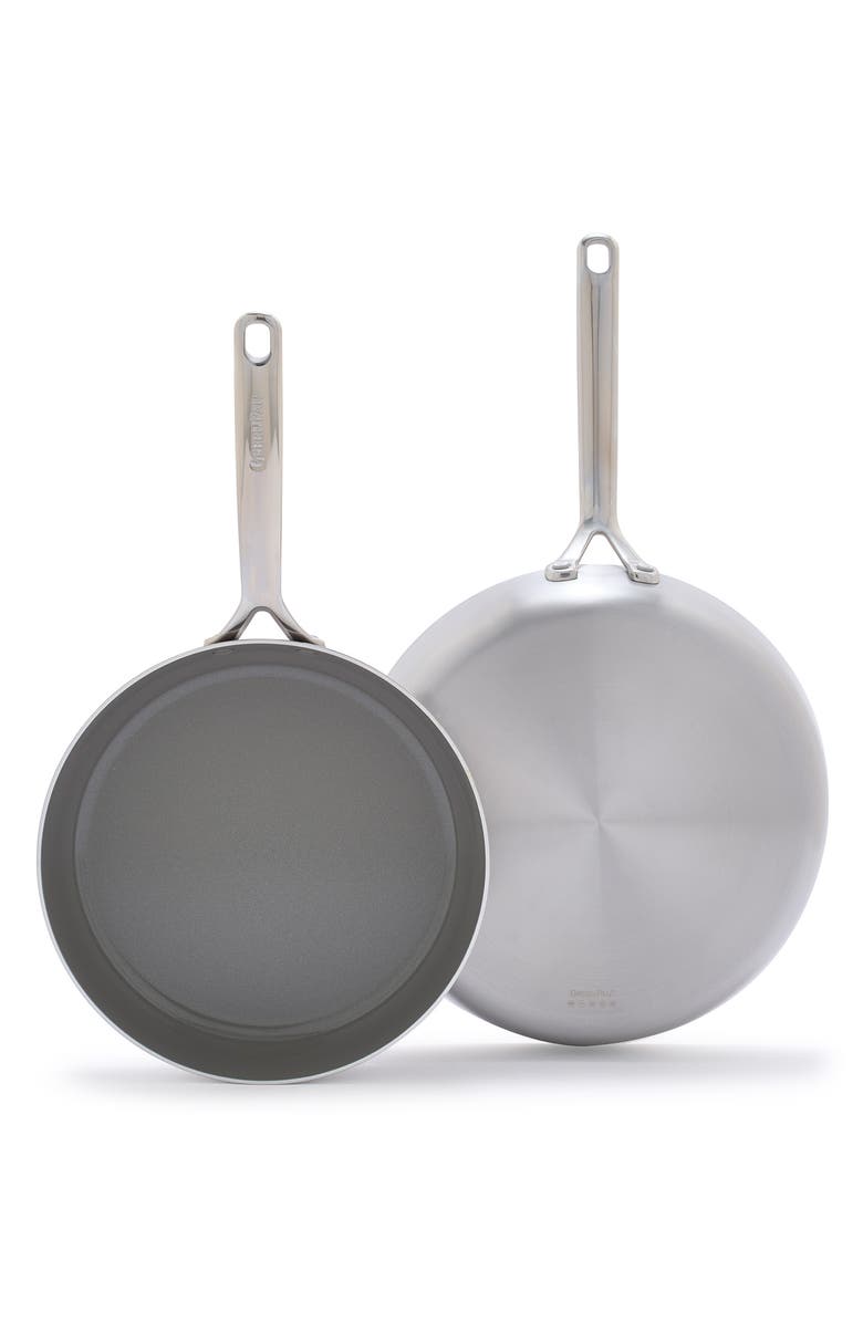 GreenPan GP5 Set of 2 Stainless Steel Nonstick Frying Pans, Main, color, Stainless Steel