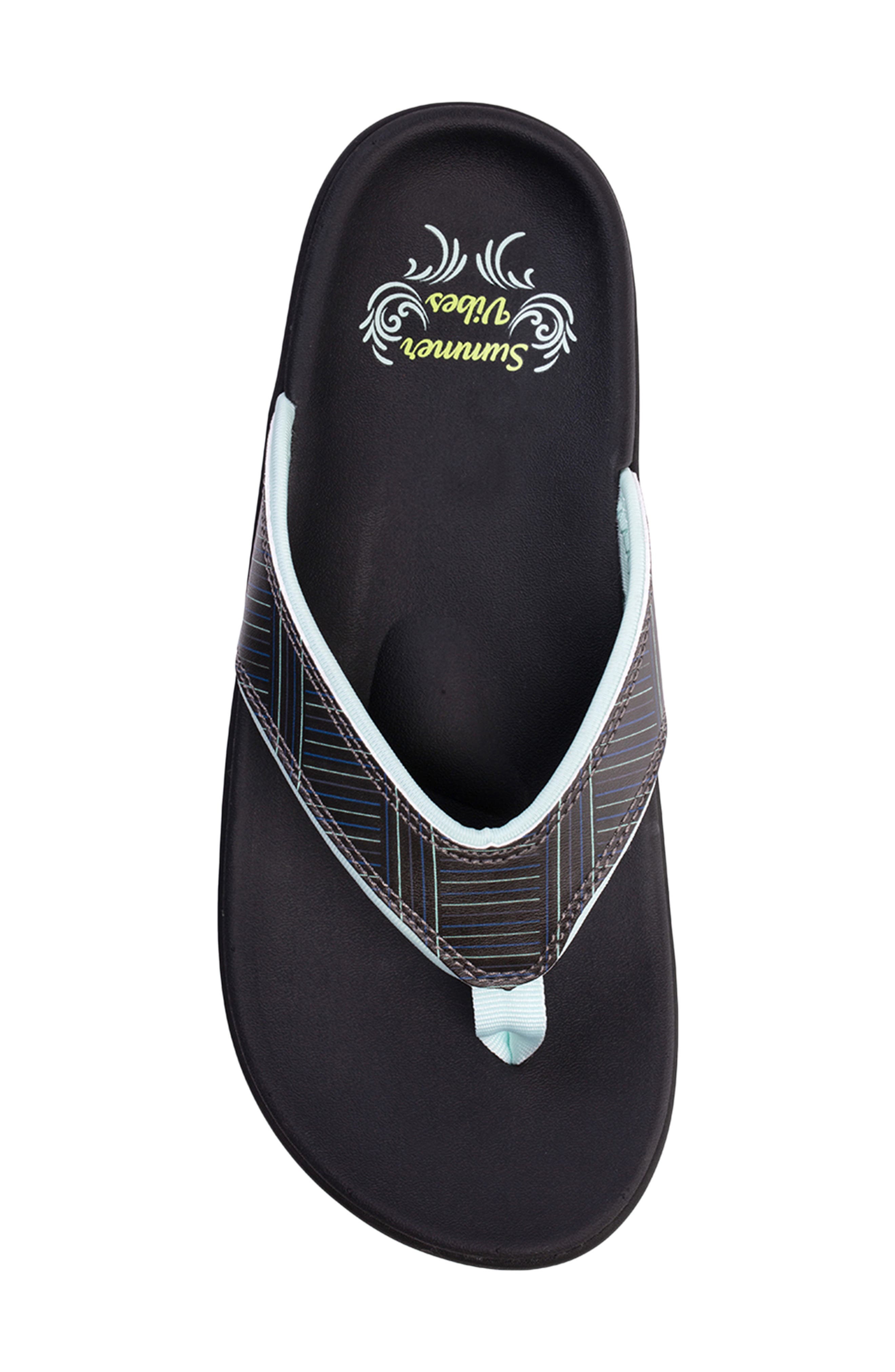 Yumi Summer Stripe Flip Flop, Alternate, color, BLACK