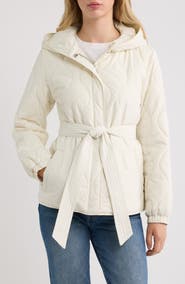Lauren Ralph Lauren Belted Hooded Soft Puffer Coat