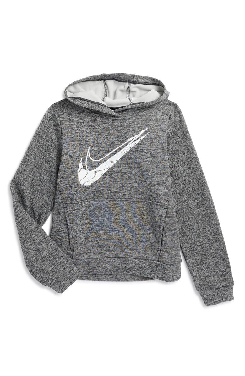 Nike Kids' Sportswear Swoosh Therma-FIT Hoodie, Main, color, Black/ Smoke Grey/ White