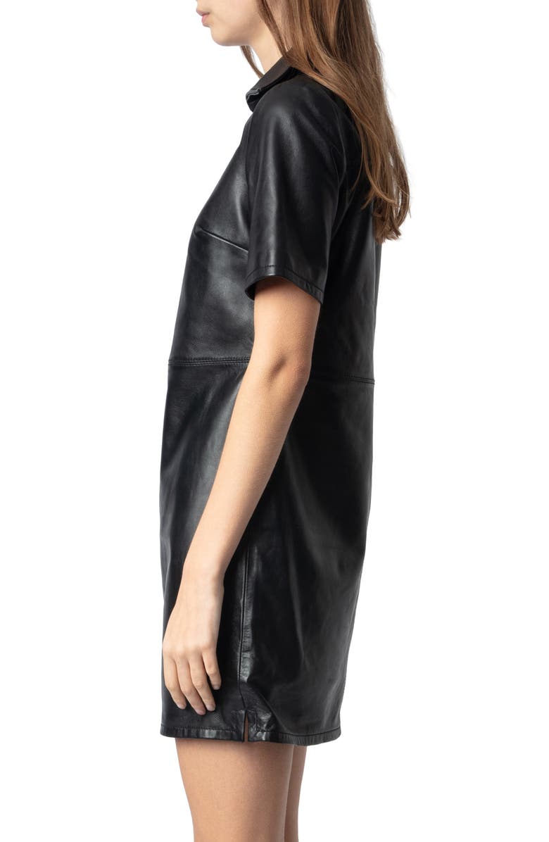 Zadig & Voltaire Ralmy Cuir Lisse Leather Shift Dress, Alternate, color,