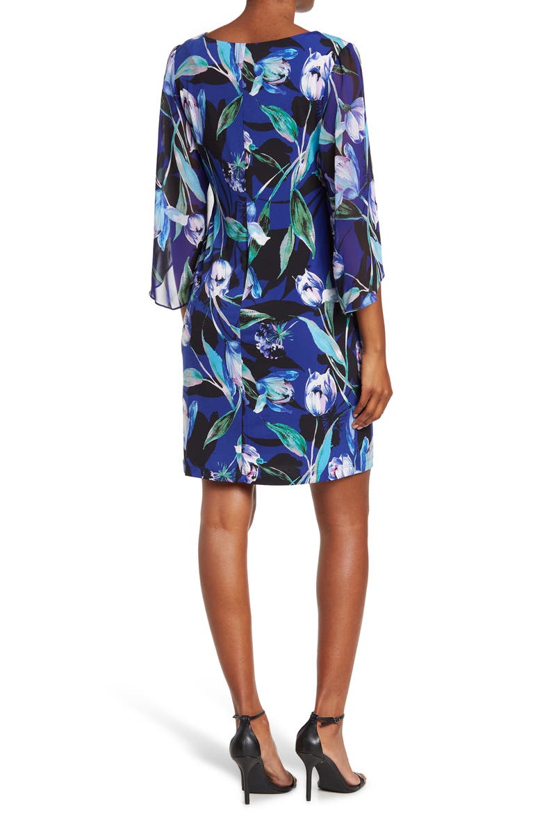 Connected Apparel Tulip Chiffon Sleeve Sheath Dress, Alternate, color, 