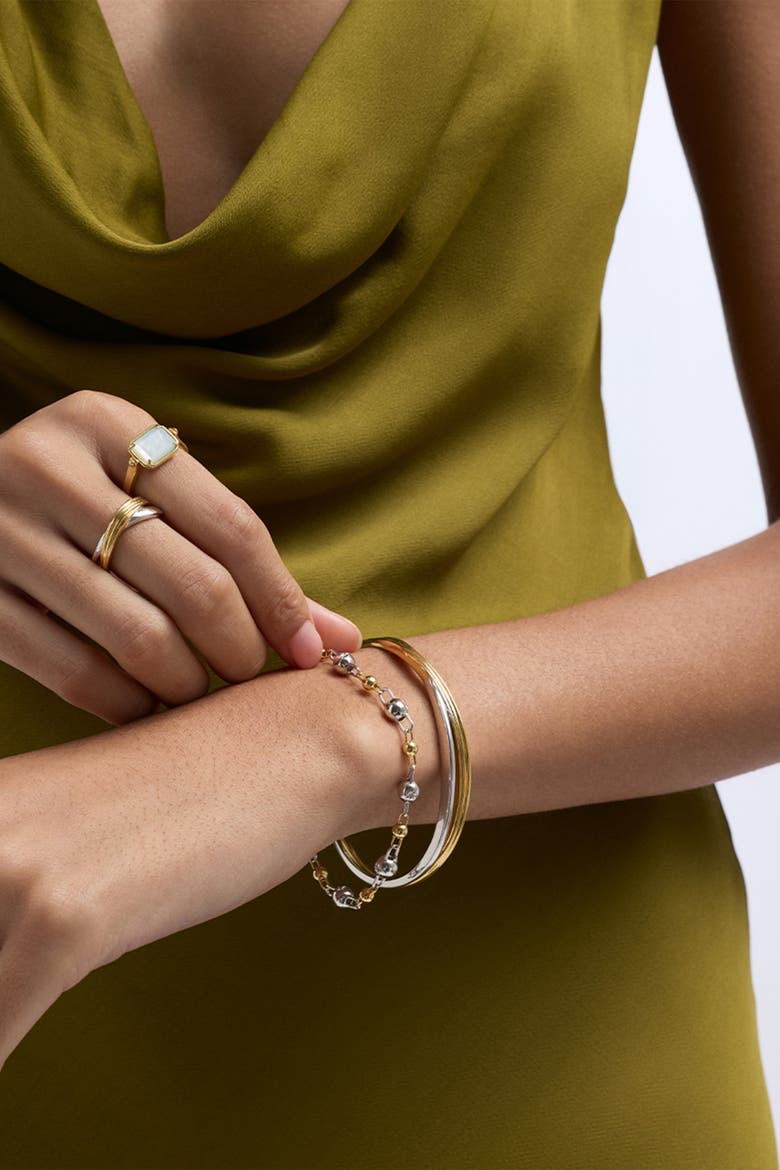 Aurora Weave Mixed Metal Bangle, Alternate, color, Gold