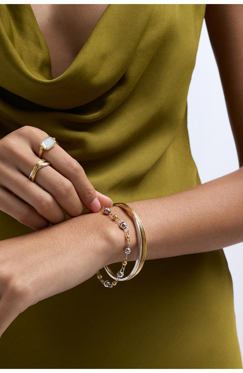 Astley Clarke Aurora Weave Mixed Metal Bangle, Alternate, color, Gold