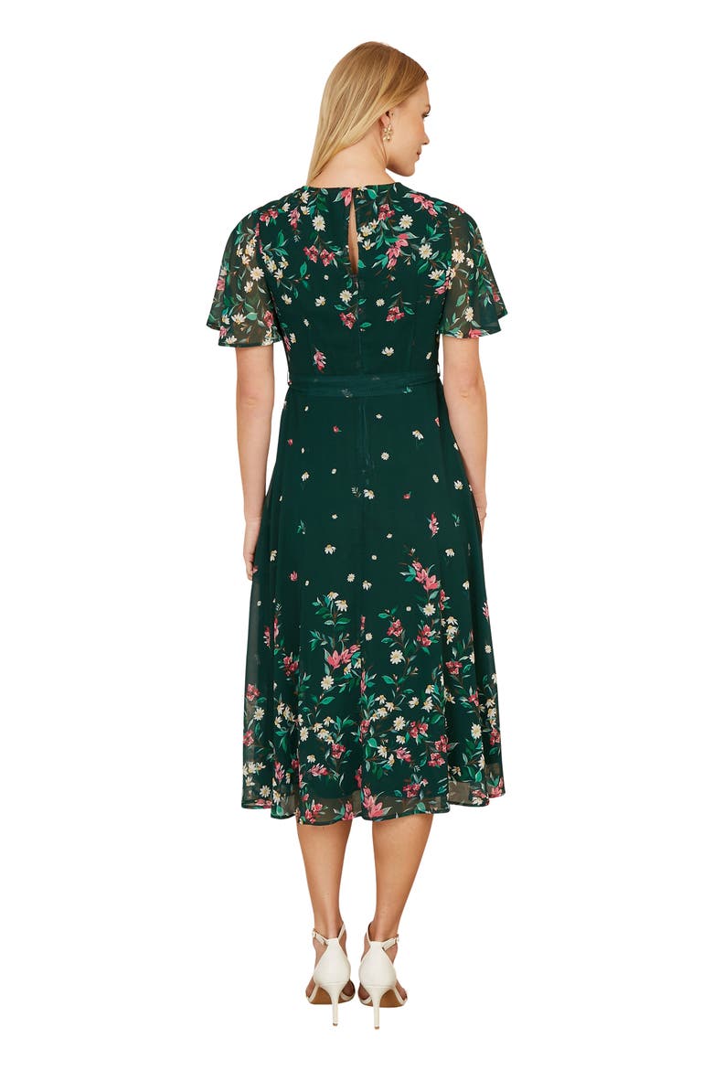 Daisy Mirror Placement Skater Dress, Alternate, color, Green