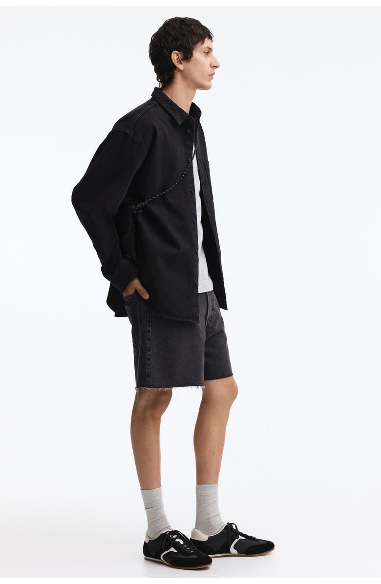 H&M Baggy Denim Shorts, Alternate, color, Denim Black