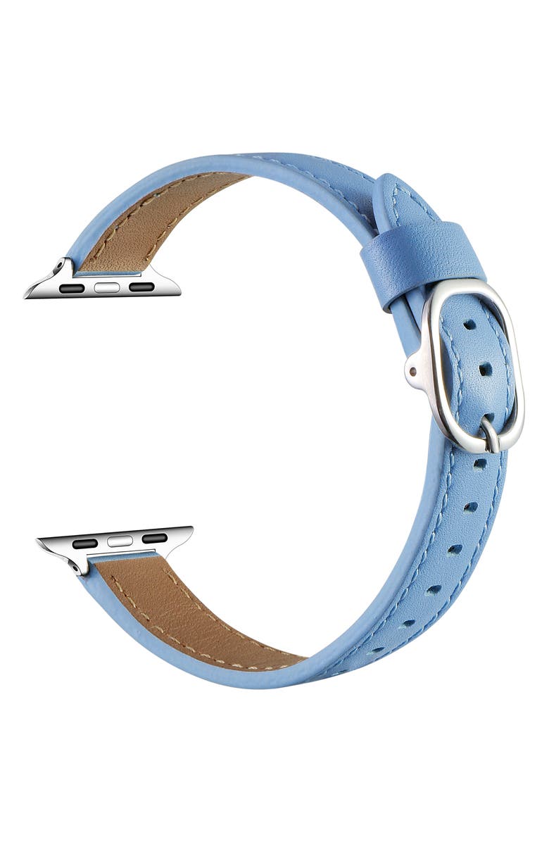 The Posh Tech Carmen Leather Apple Watch<sup>®</sup> Watchband, Alternate, color, Ice Blue