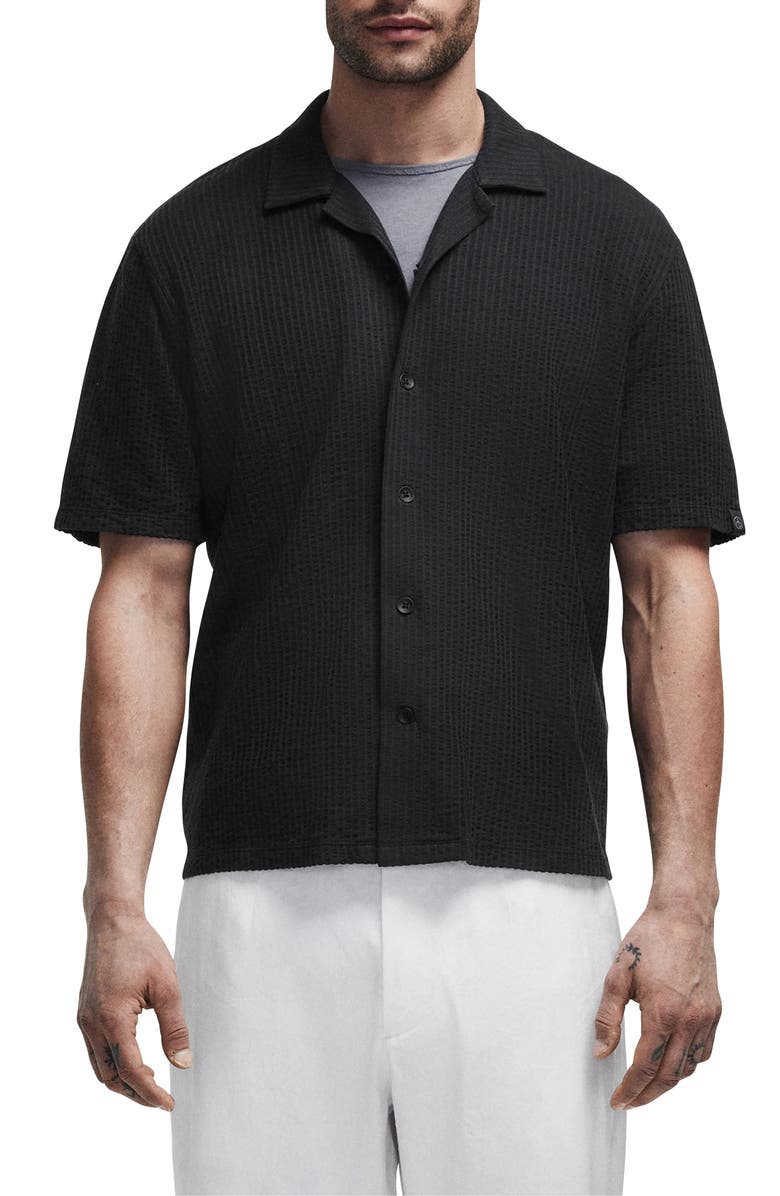 rag & bone Avery Seersucker Button-Up Shirt, Main, color, Black