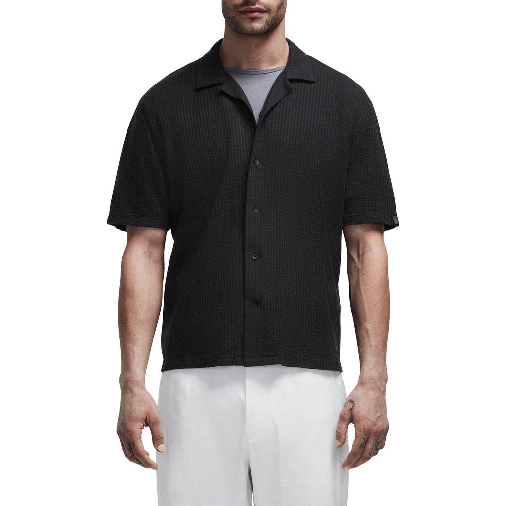 Rag & Bone Avery Seersucker Button-up Shirt In Black