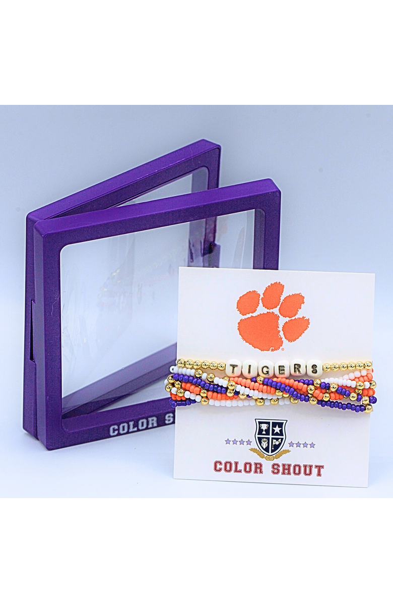 Color Shout Clemson Lucky 7 Bracelet Set, Alternate, color, Yellow Gold