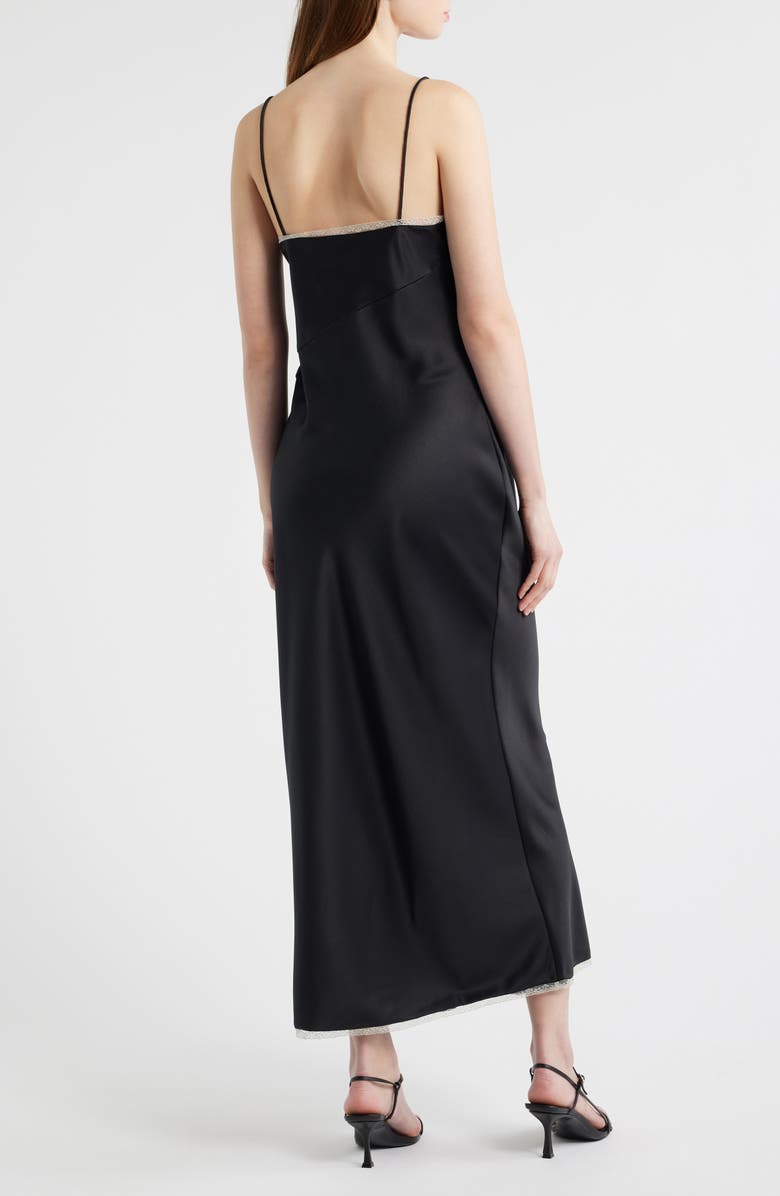 LoveShackFancy Isolie Lace Satin Maxi Dress, Alternate, color, Black