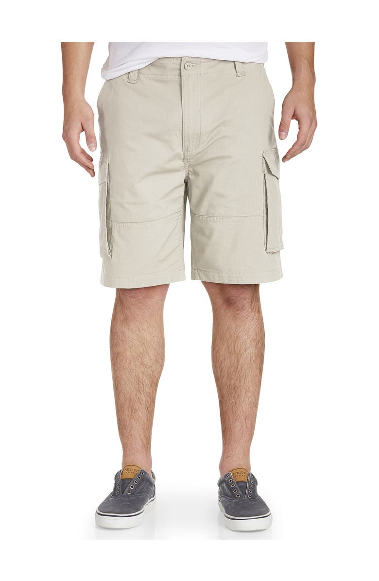 Nautica Big & Tall Stretch Ripstop Cotton Cargo Shorts, Main, color, Stone