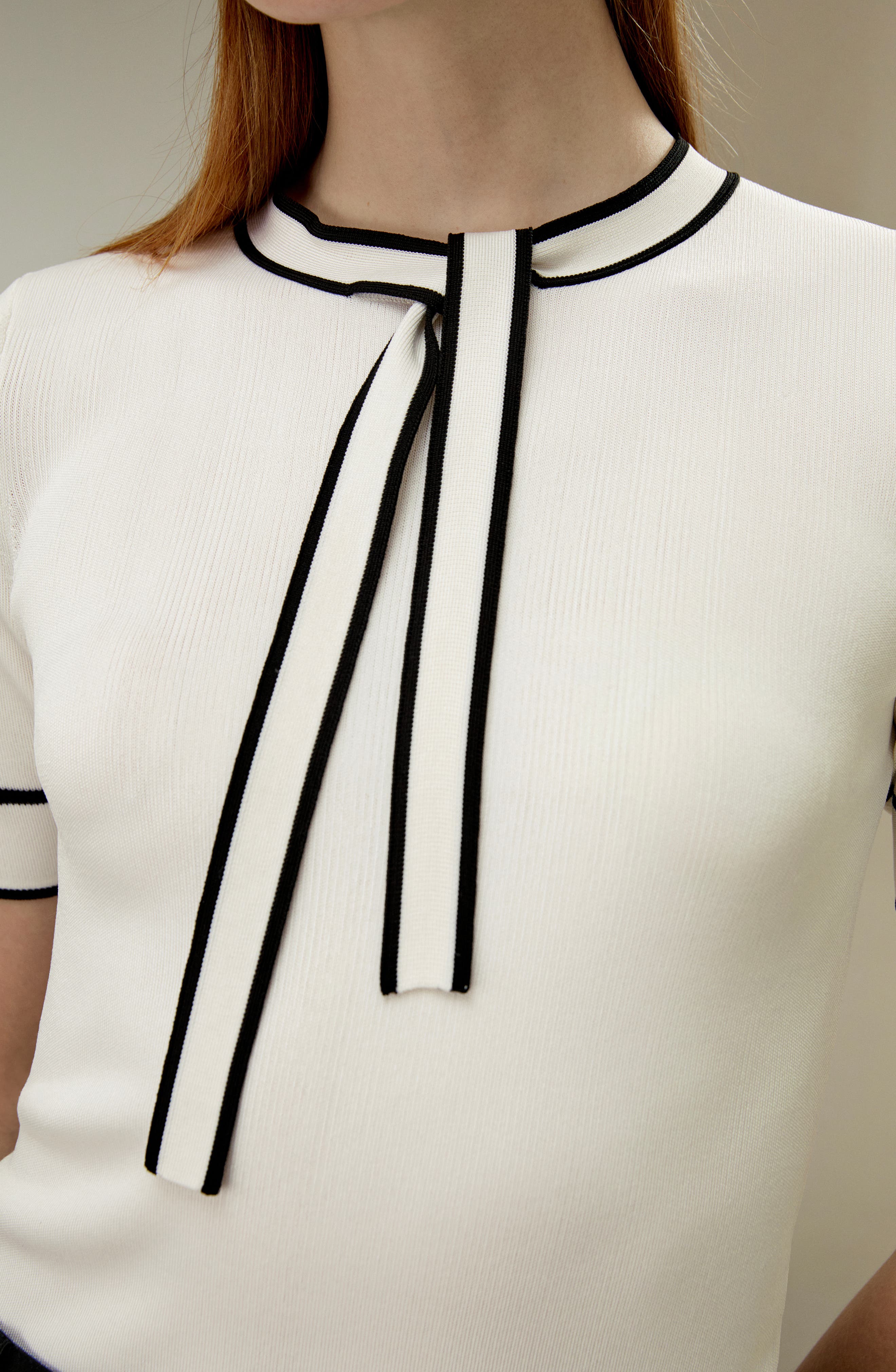 Silk Knit Top with Ribbons - image 2