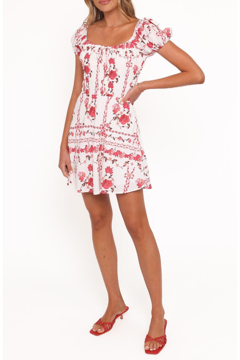 Jorja Floral Print Minidress, Alternate, color, RED ROSE