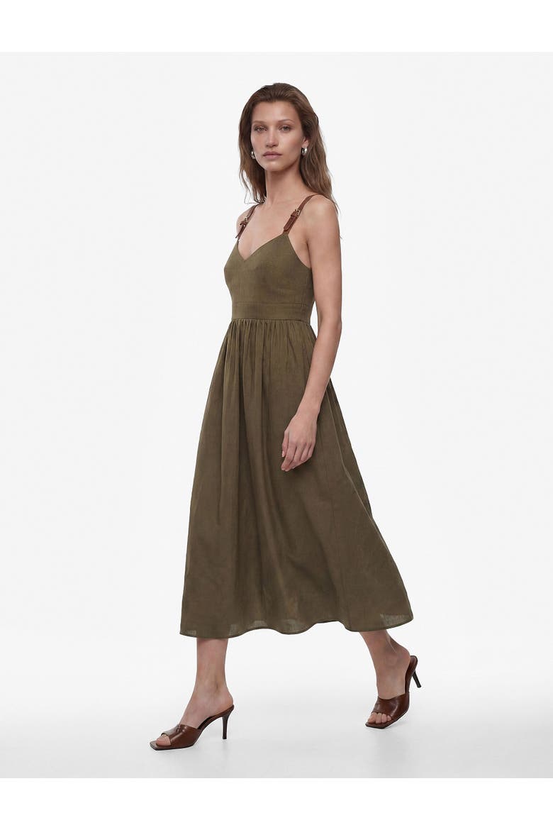 V-Neck Sleeveless Maxi Dress with Adjustable Straps, Alternate, color, KHAKI