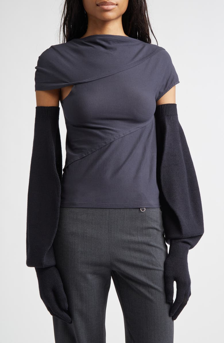 Paloma Wool Flake Puff Merino Wool Gloves, Alternate, color, Dark Grey