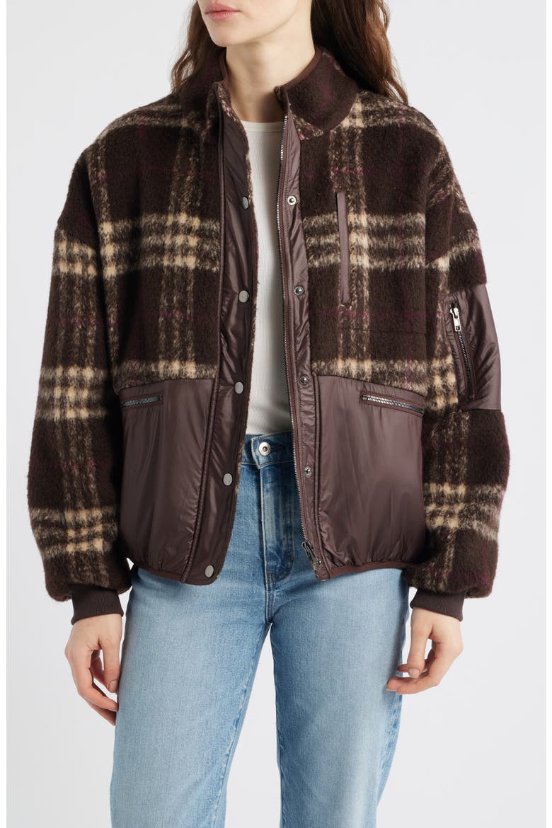 Lucien Leopard Mixed Media Jacket, Main, color, LATTE BROWN