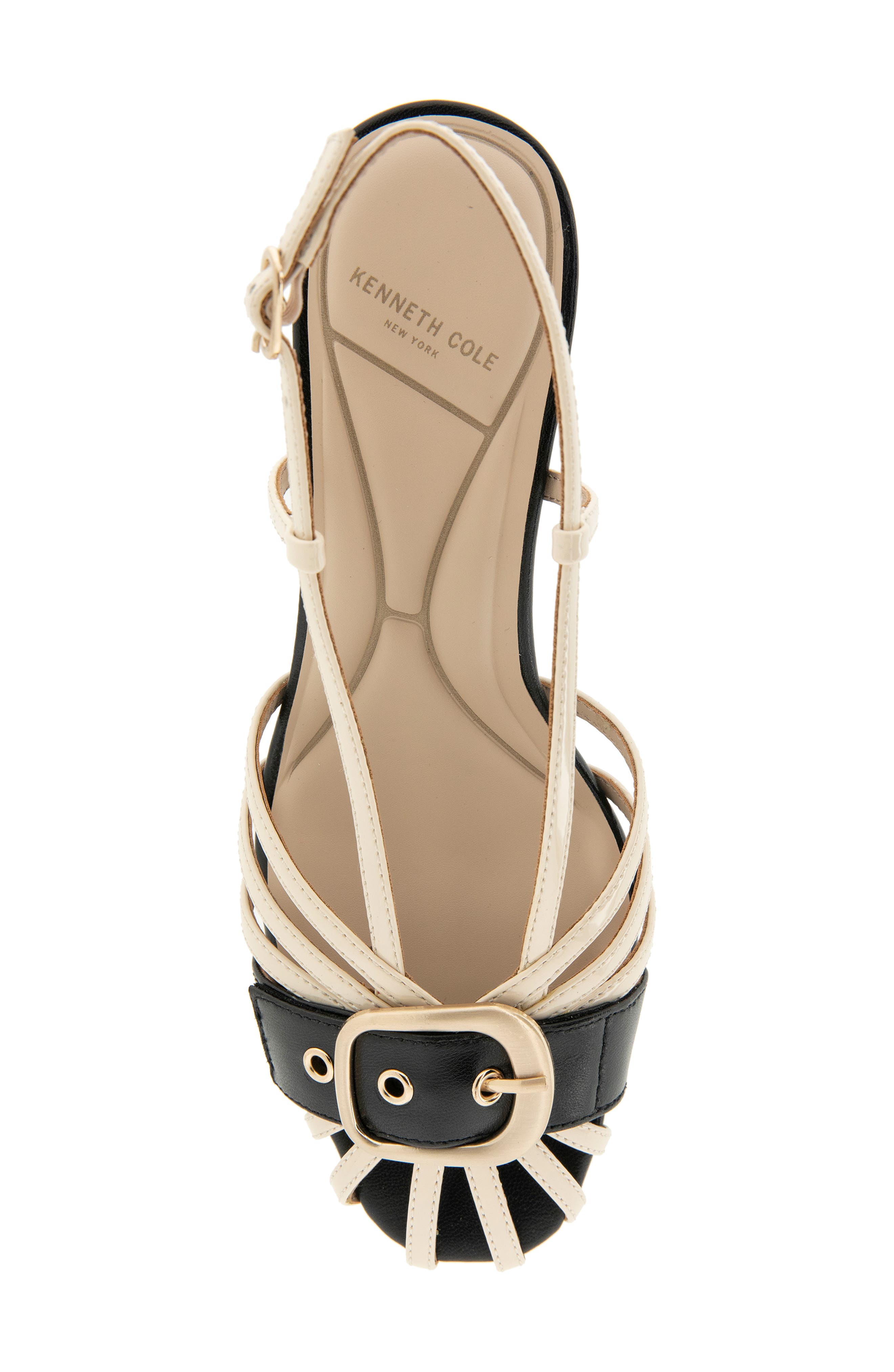 Kenneth Cole Glenda Slingback Sandal, Alternate, color, Sand/Black Patent