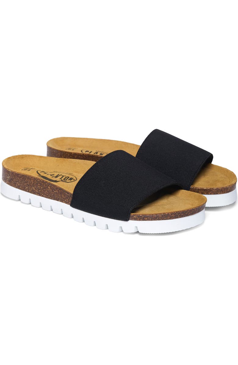 Plakton Solid Slide Sandal, Main, color, Black White Elastic