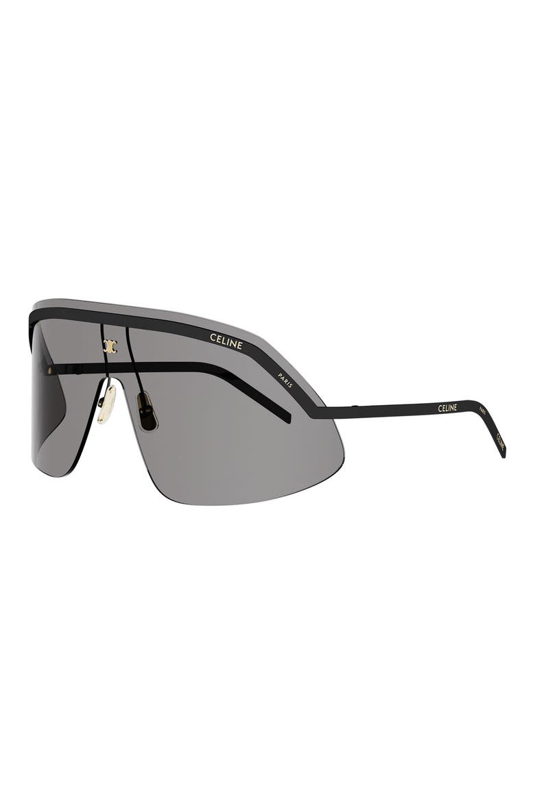 Morning Shade Rimless Mask Sunglasses, Alternate, color, SHINY BLACK / SMOKE