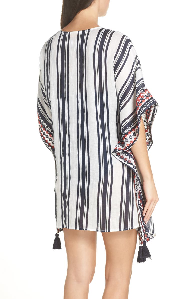 Tory Burch Ravena Stripe Beach Caftan, Alternate, color, 