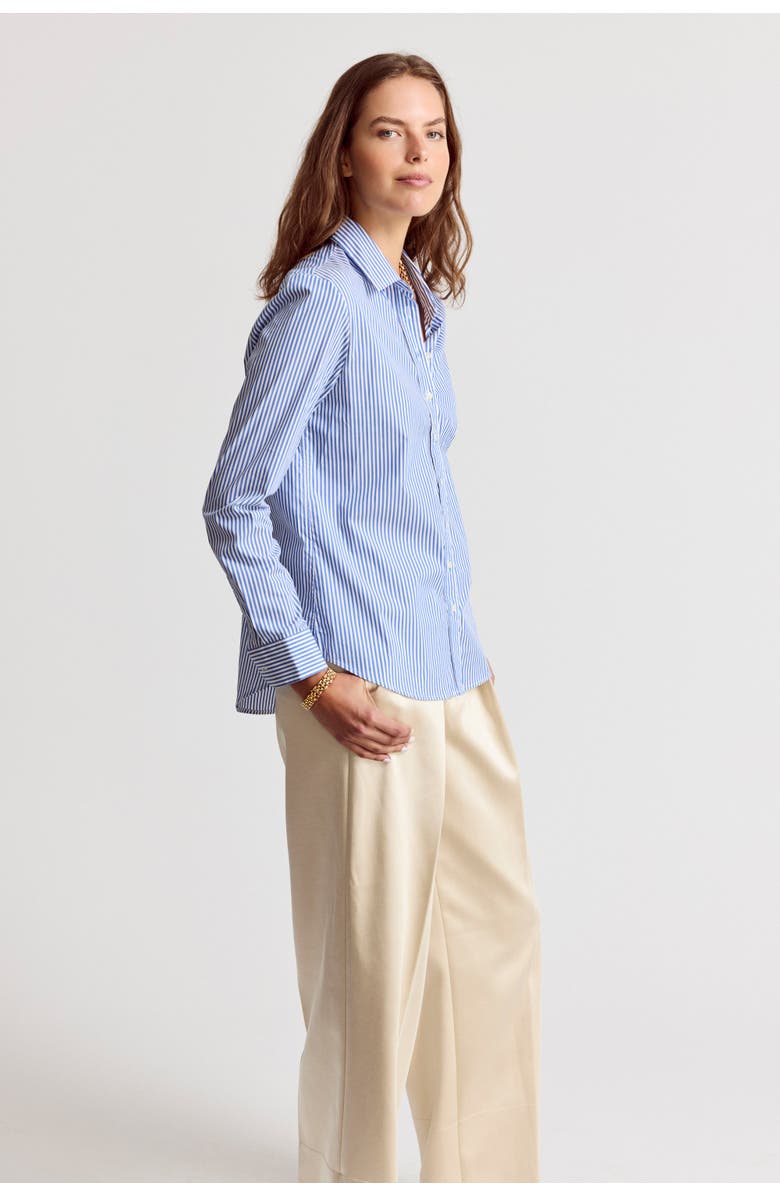 The Shirt by Rochelle Behrens The Boyfriend Shirt in Stripe, Alternate, color, Blue/White Stripe